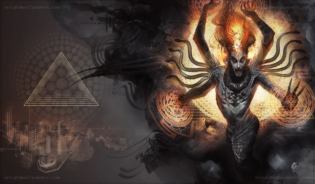 demonic figure with serpents