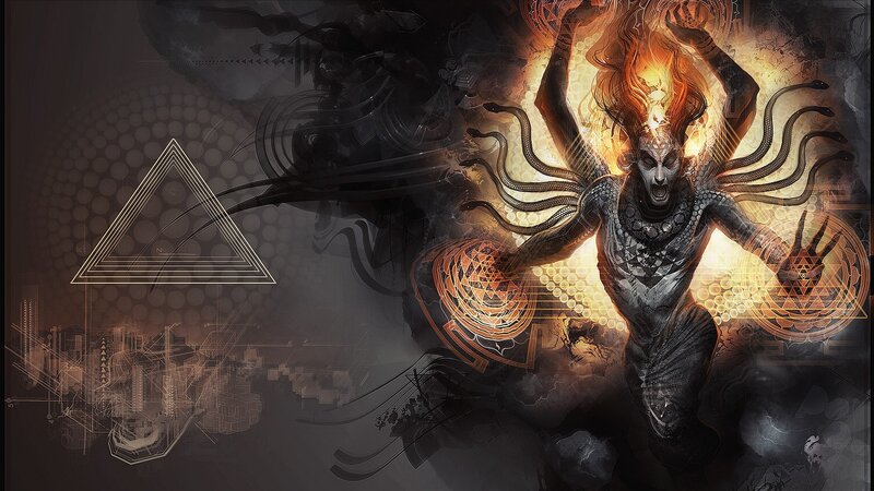 demonic figure with tentacles