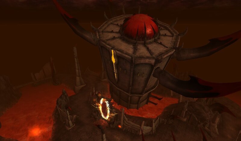 demonic structure in a volcanic realm