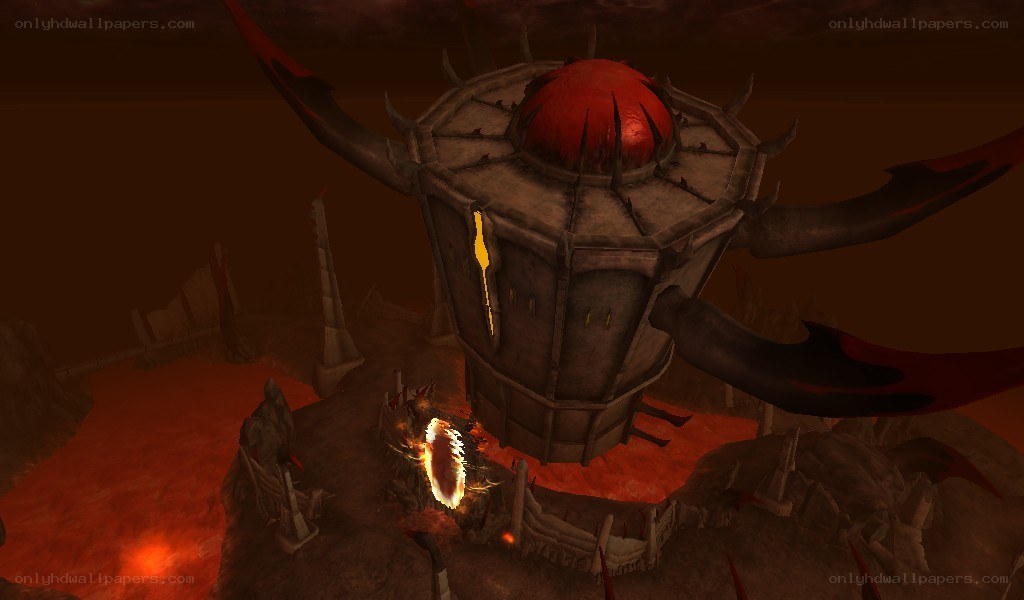 demonic structure in a volcanic realm