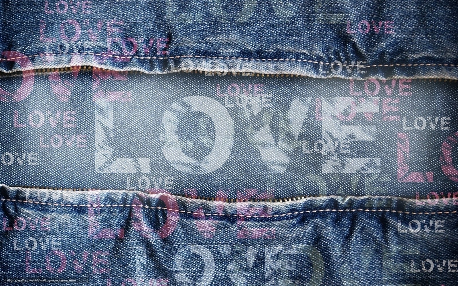 Denim fabric with love text