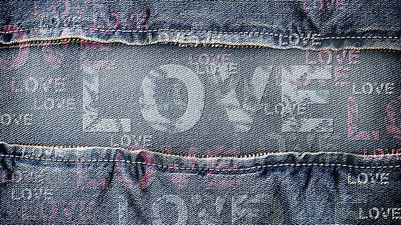 Denim Fabric with Text