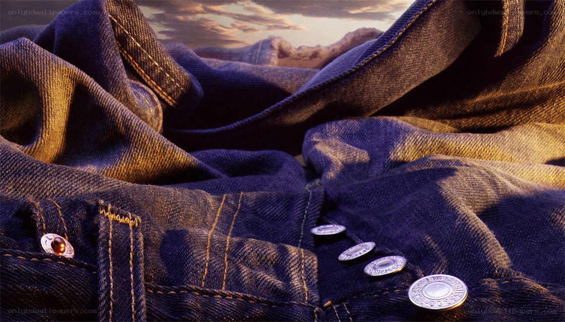 denim jacket with mountain backdrop