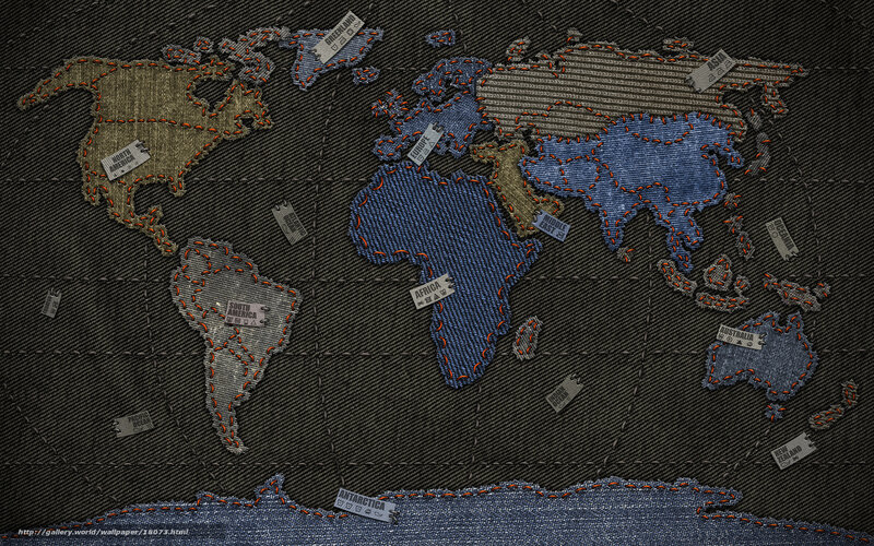 Denim world map artwork