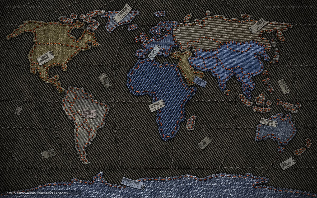 Denim world map artwork