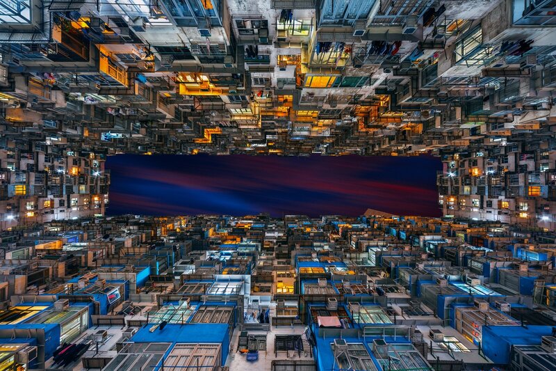 Dense Apartment Buildings — Blue, Dramatic