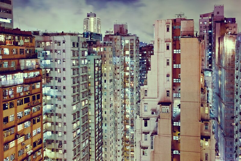 dense city apartment buildings