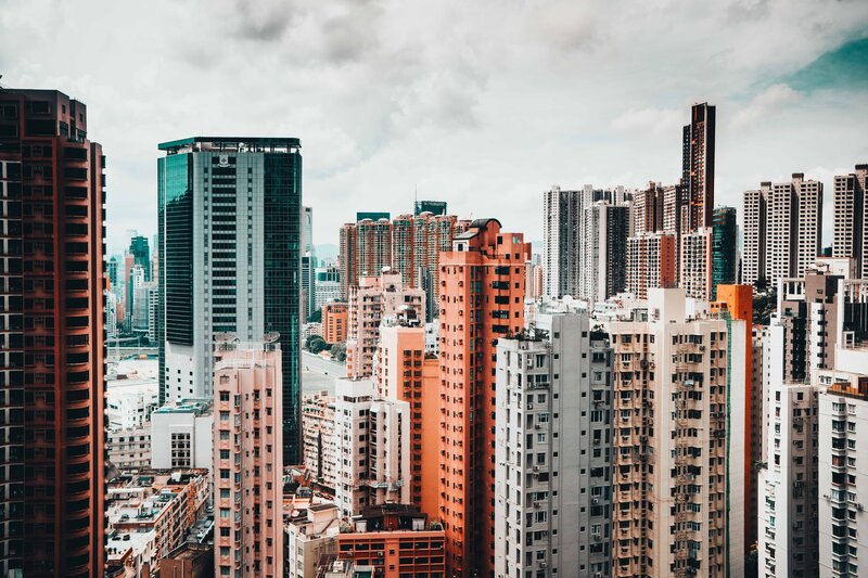Dense city skyline view