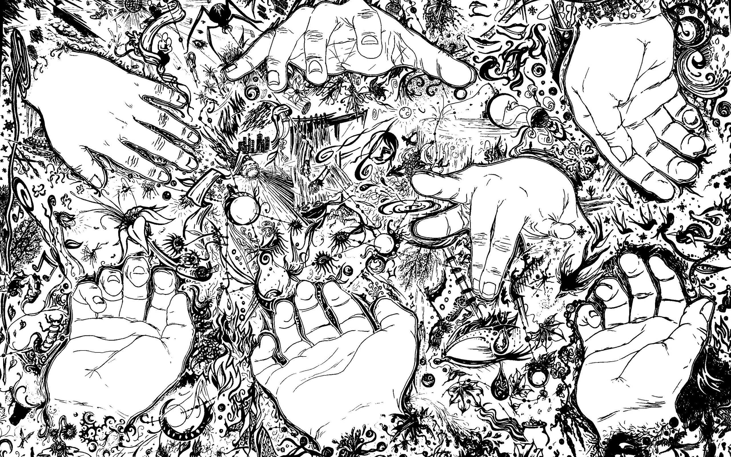 Dense hand illustration