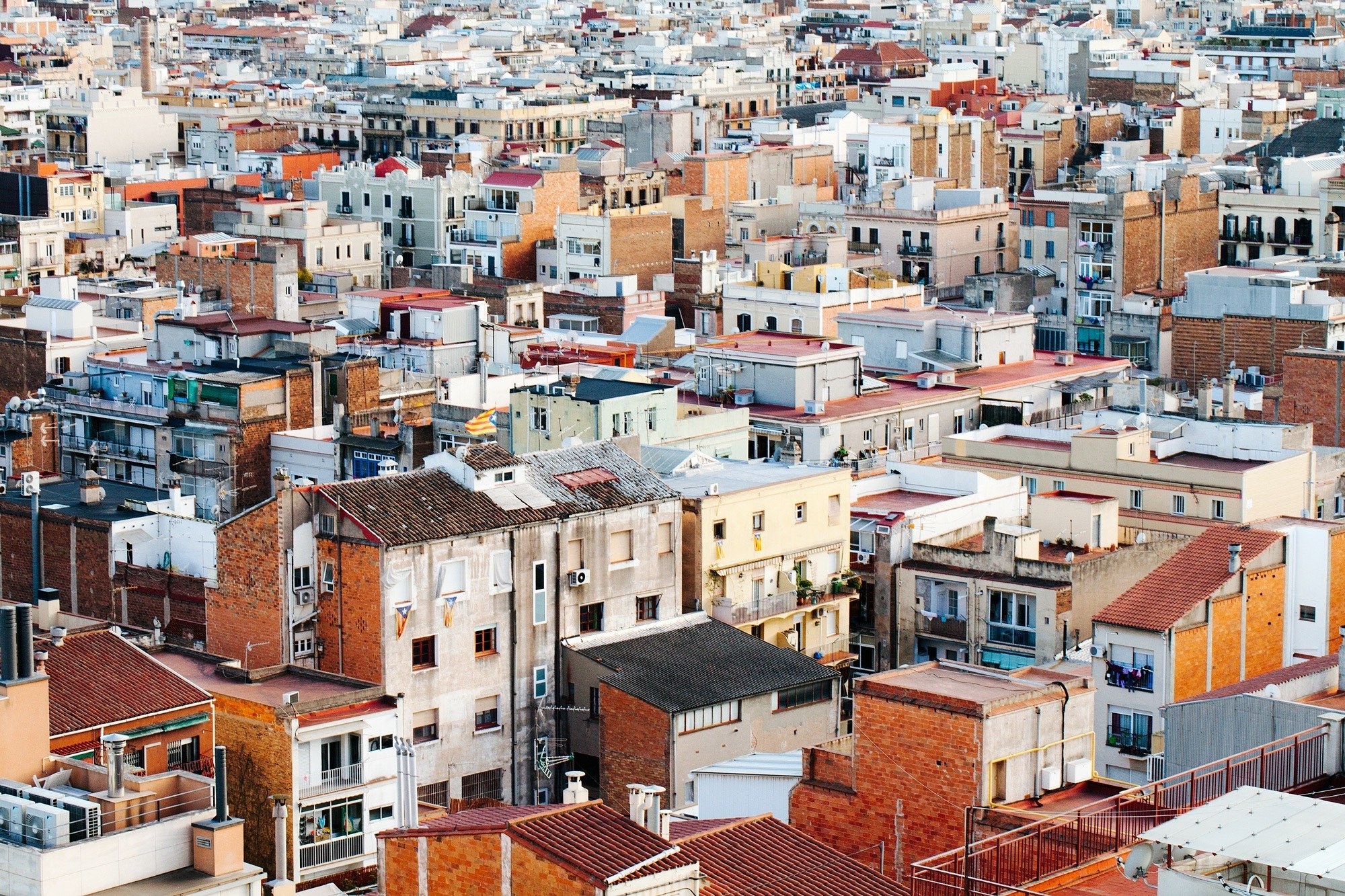 dense urban rooftops in barcelona