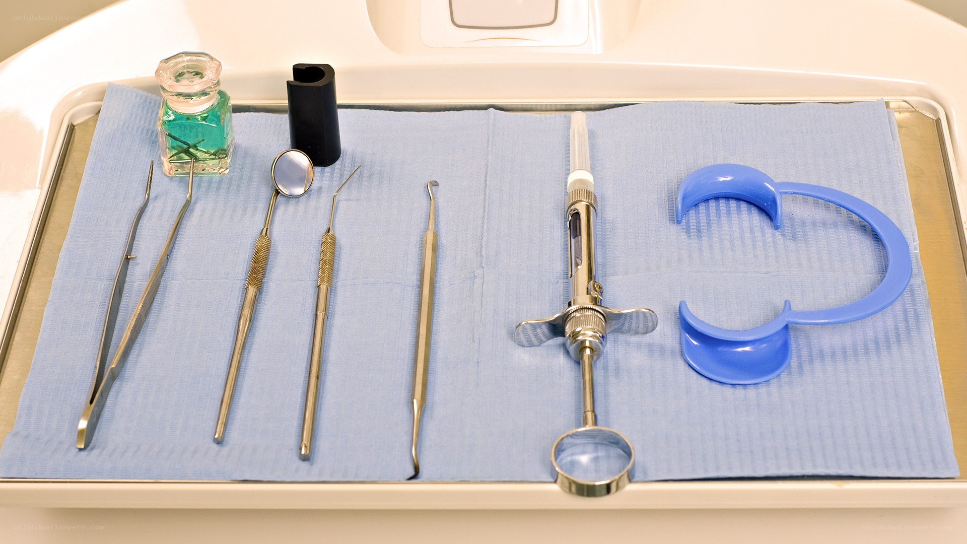 Dental tools on a tray