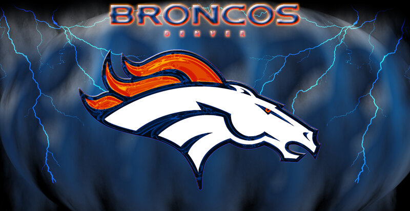 Denver Broncos Logo — Blue, Dramatic, Digital Art, Lightning