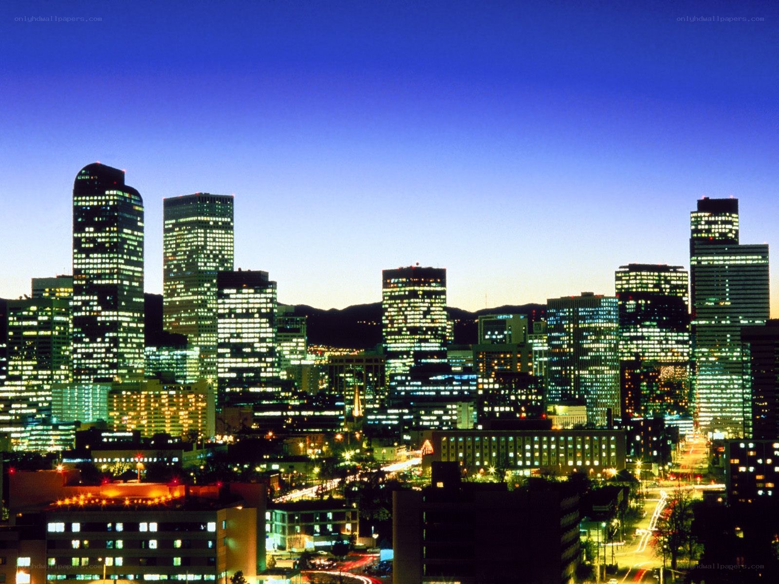 Denver skyline at dusk