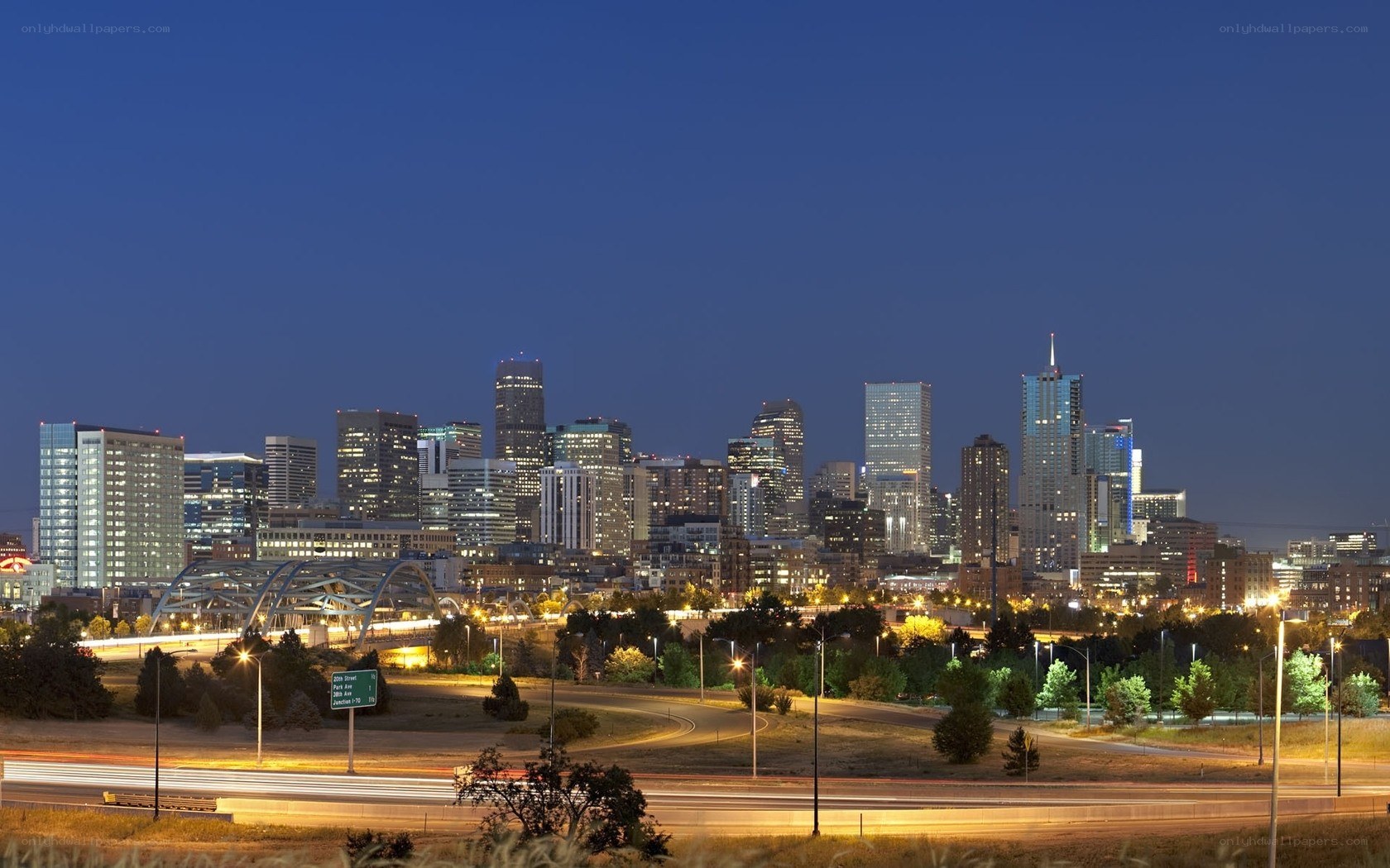 Denver skyline at dusk