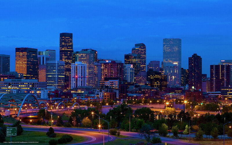 Denver Skyline at Dusk — Blue, Calm, Night