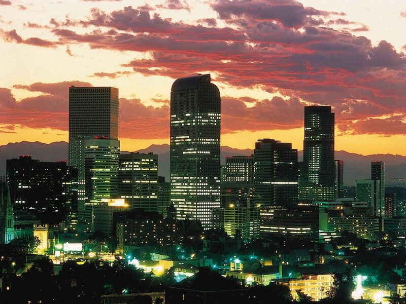 Denver Skyline at Dusk — Orange