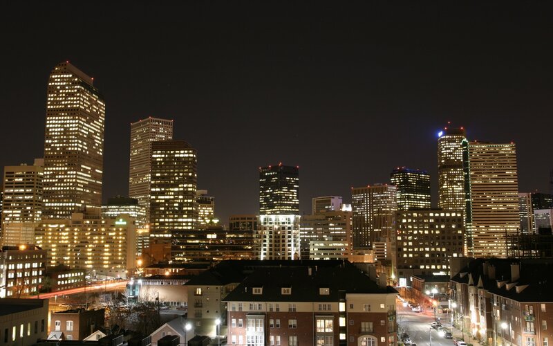 Denver skyline at night