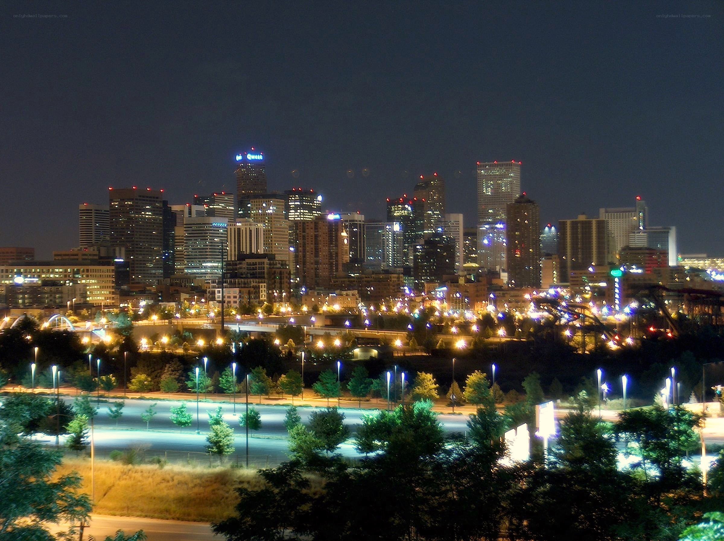 Denver skyline at night