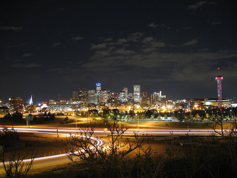 Denver Skyline at Night — Black, Calm