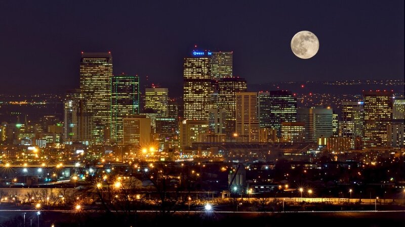 Denver Skyline at Night — Black