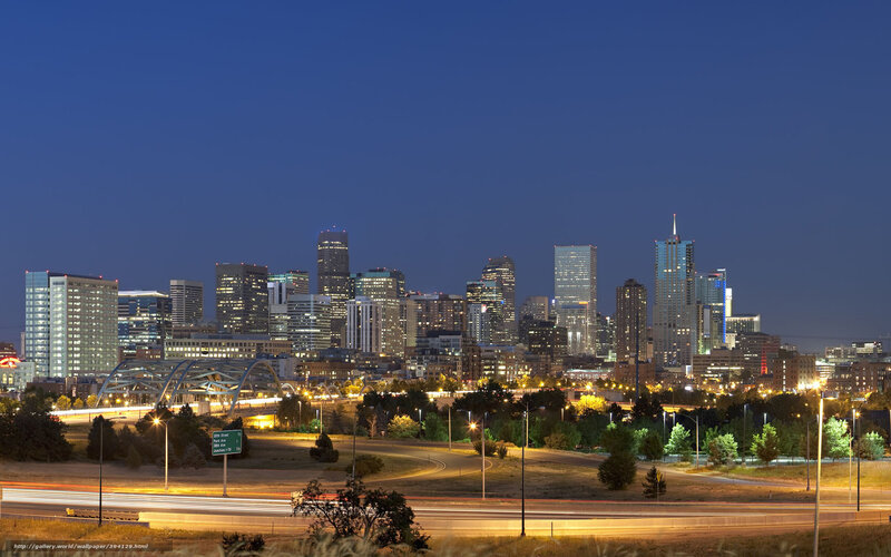Denver skyline at night