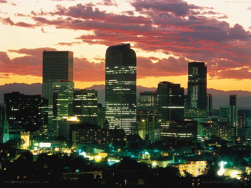 Denver skyline at sunset