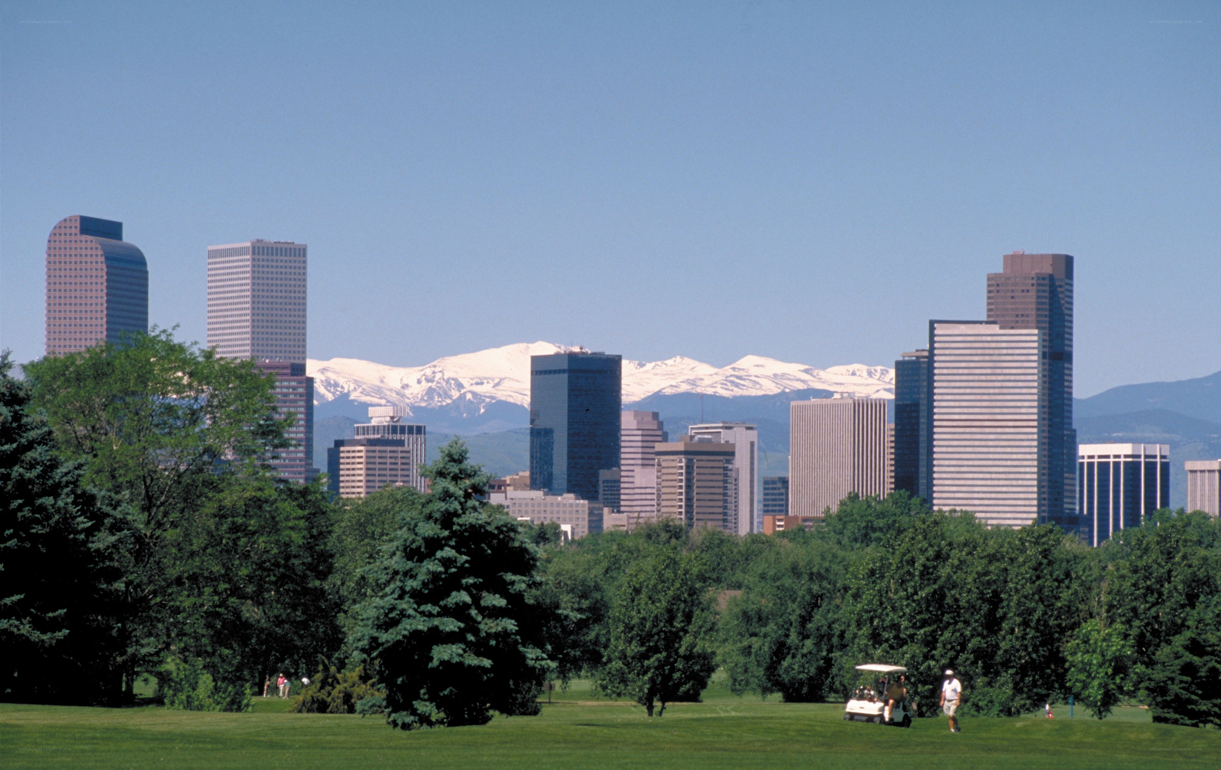 Denver skyline with mountains