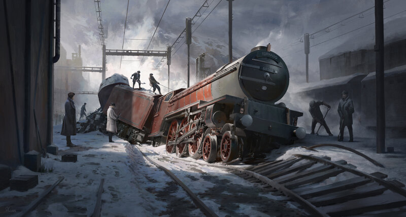 Derailed Steam Train