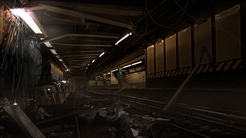 Derailed Subway Train
