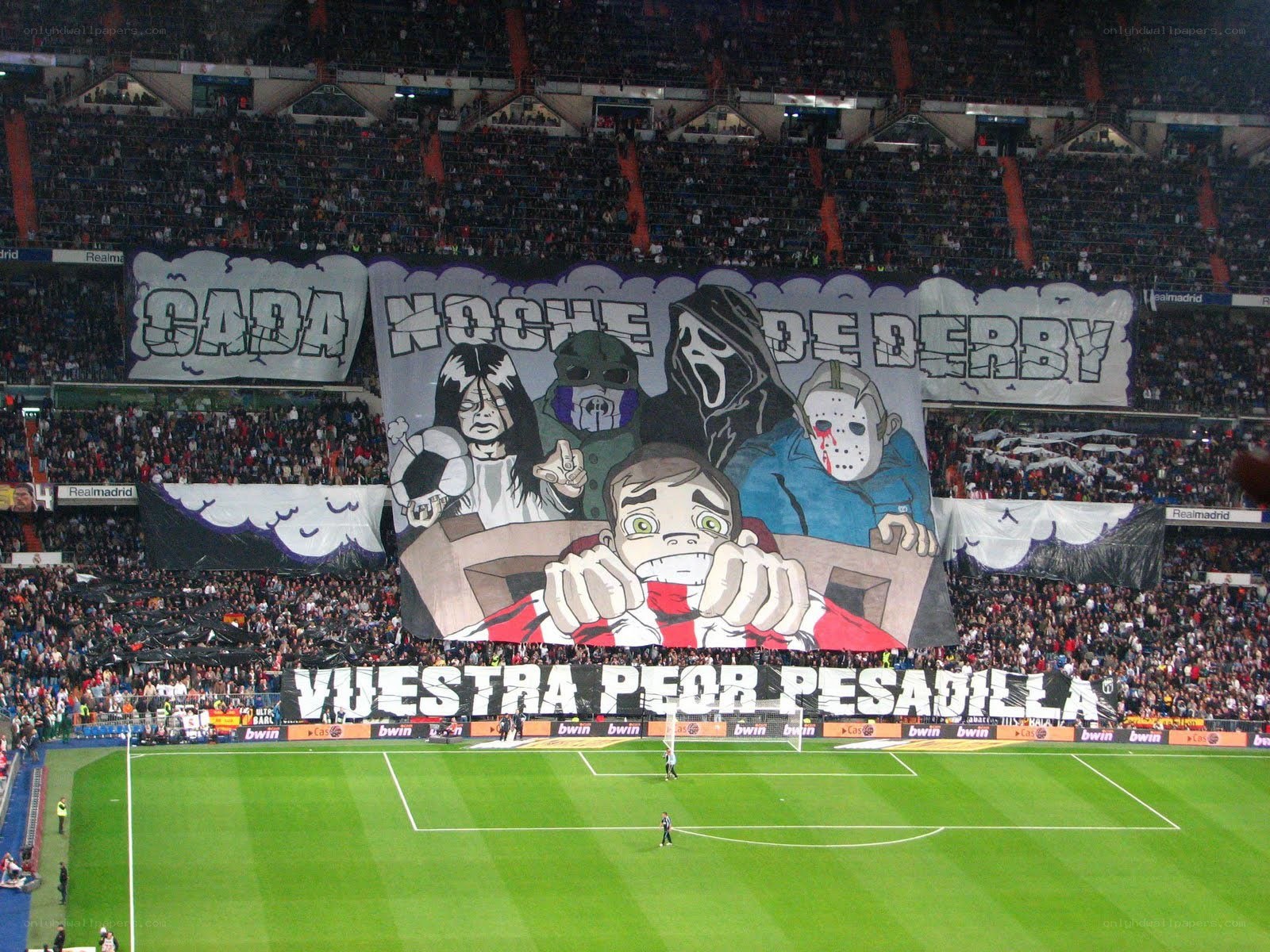 Derby night banner at stadium