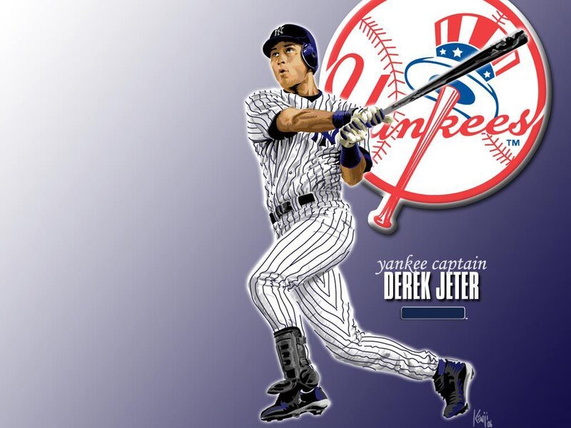 Derek Jeter batting illustration