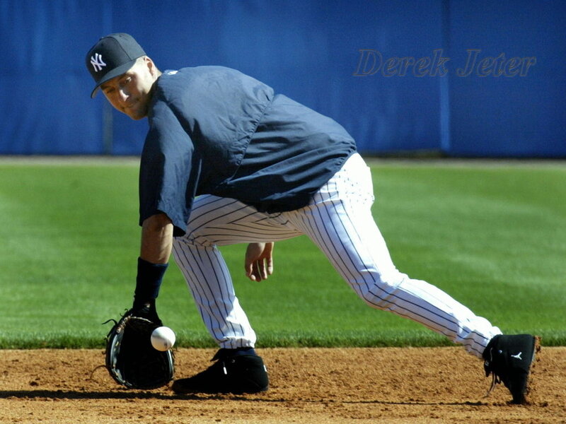 Derek Jeter fielding a ball