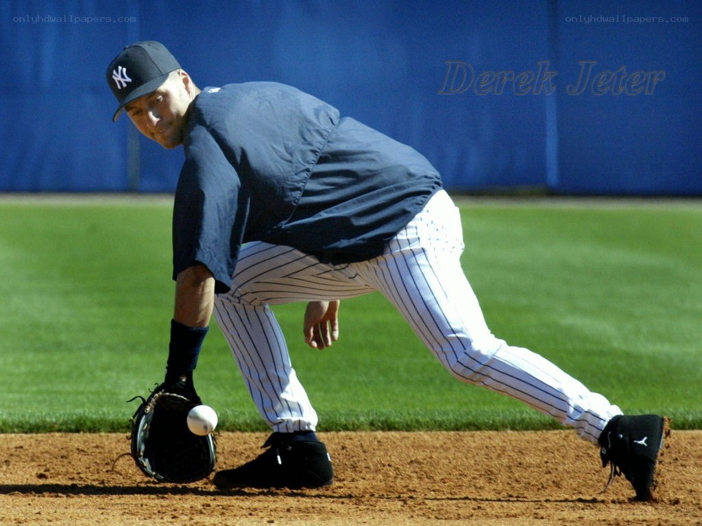 Derek Jeter fielding a ball