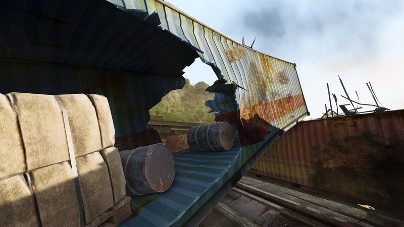 Derelict shipping container scene