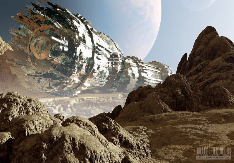 Derelict Spaceship on Planet