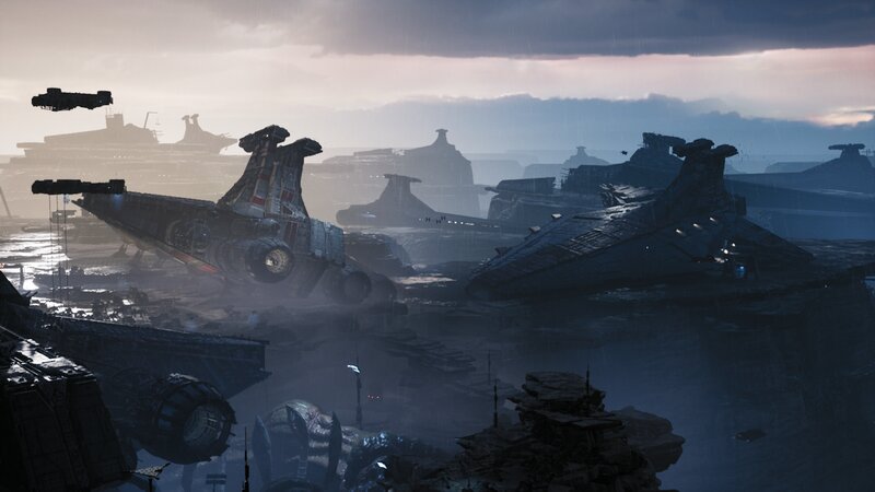 Derelict Starships in Rain