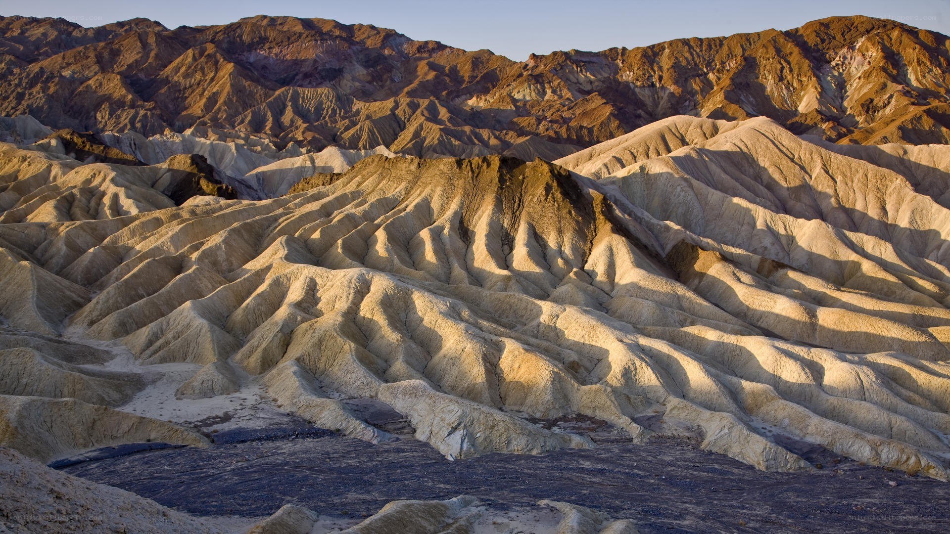 Desert badlands at sunrise