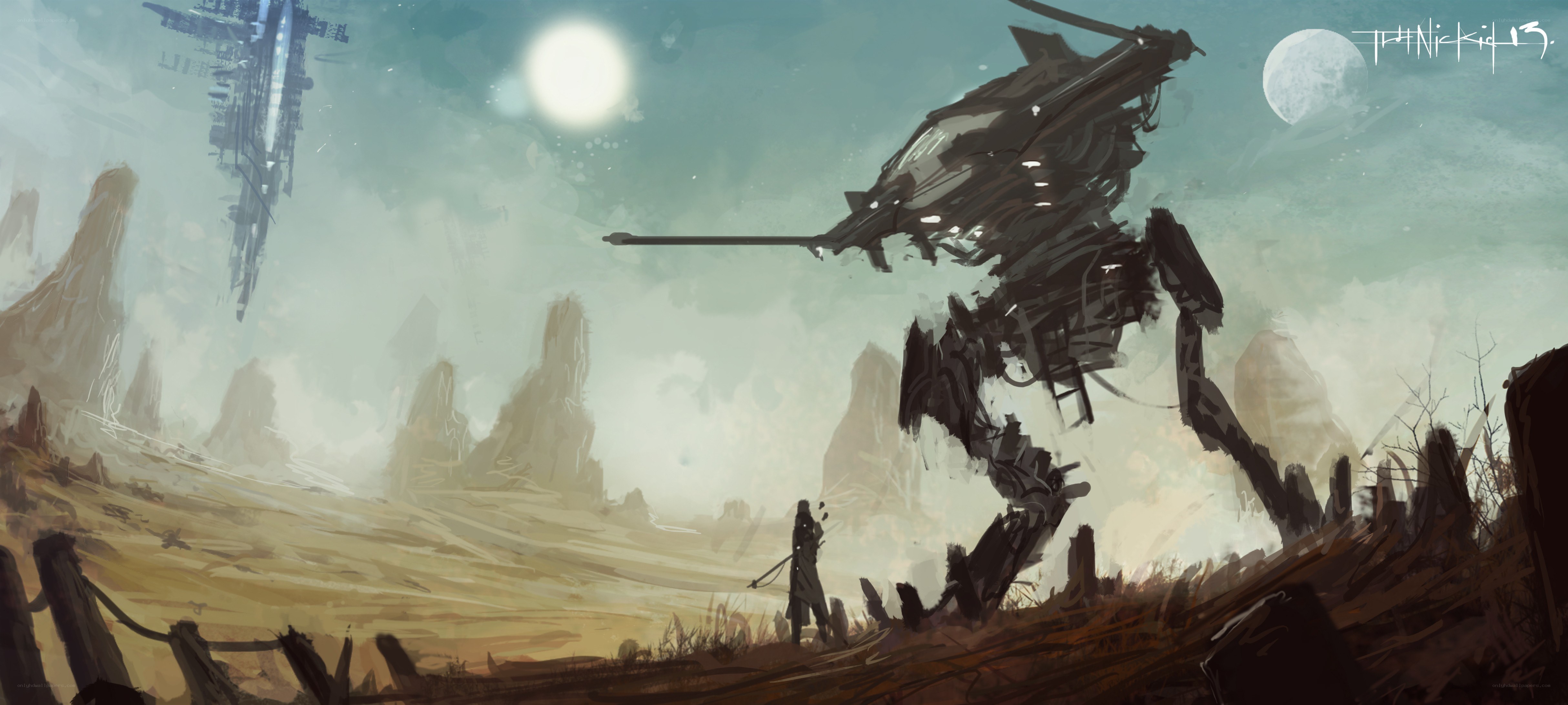 Desert battle with mechs