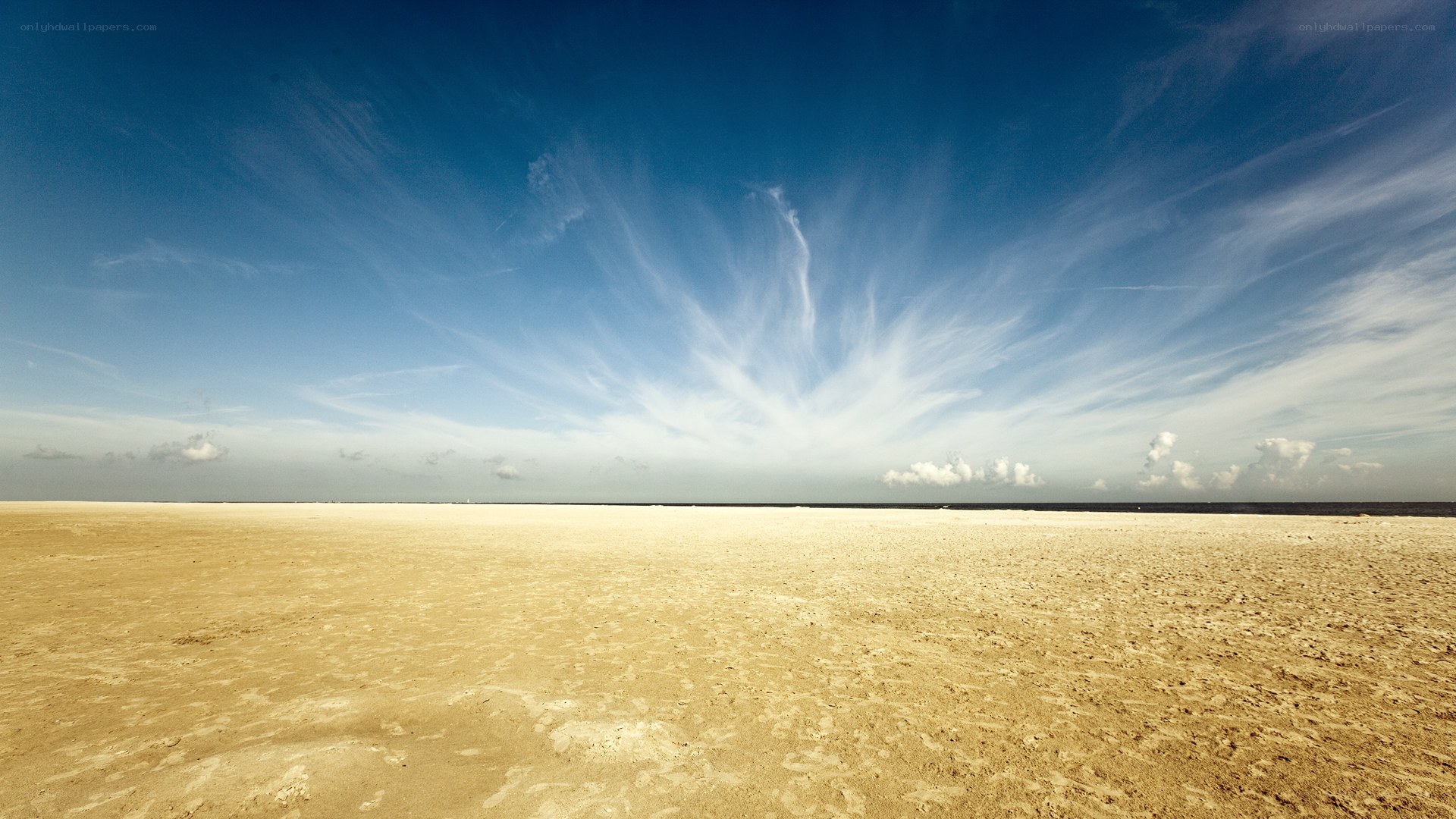 Desert beach under blue sky