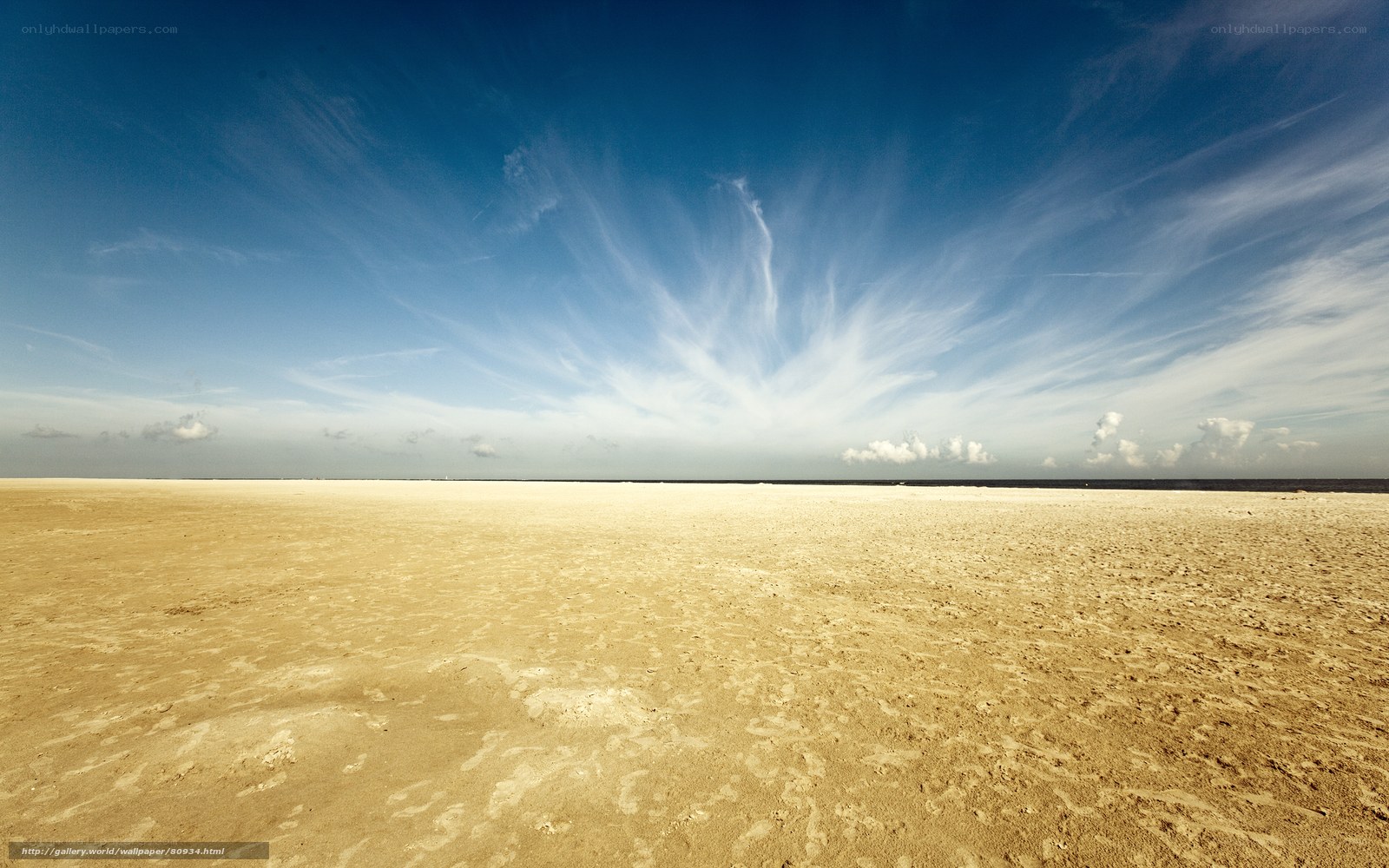 Desert beach under blue sky