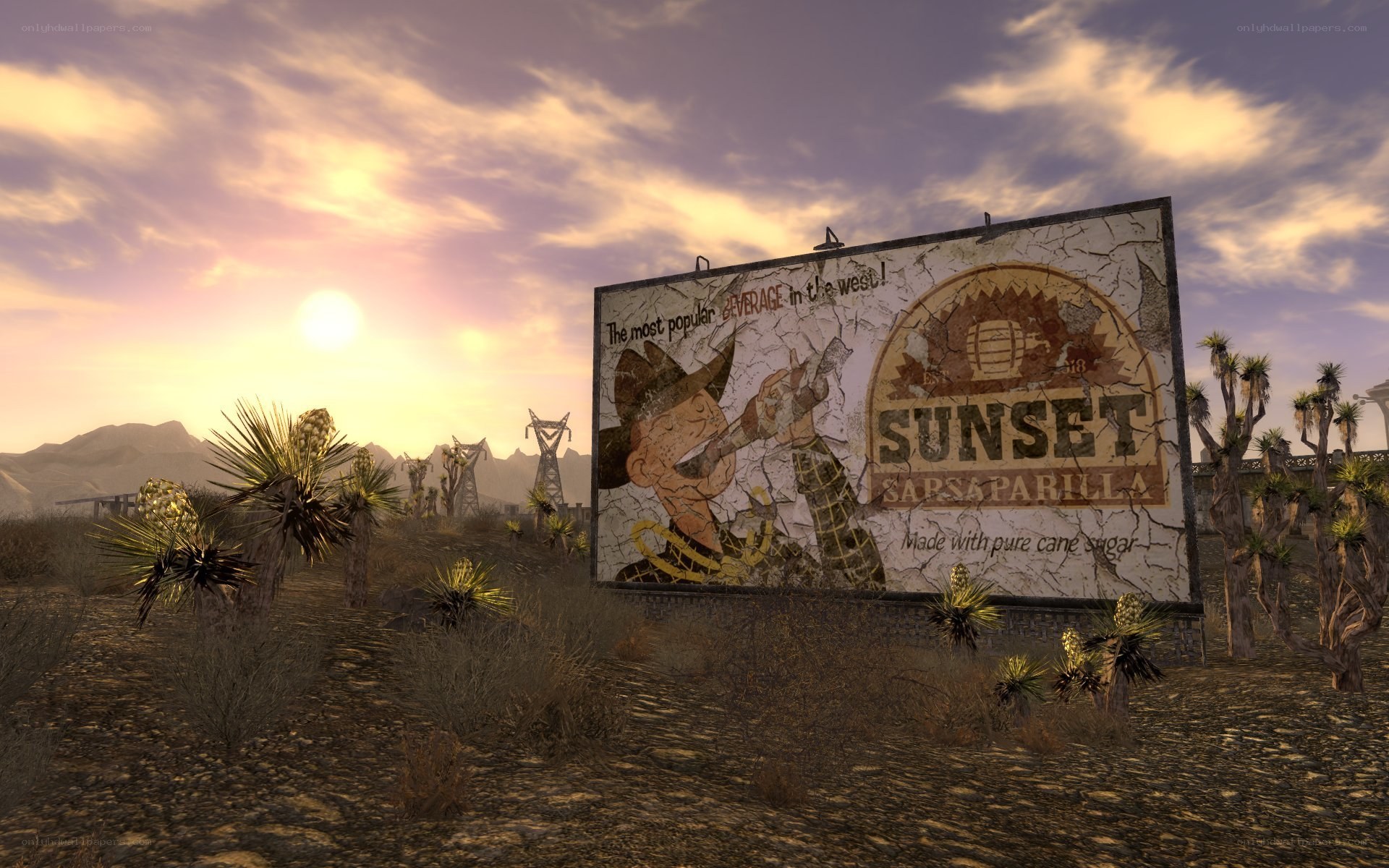 desert billboard at sunset