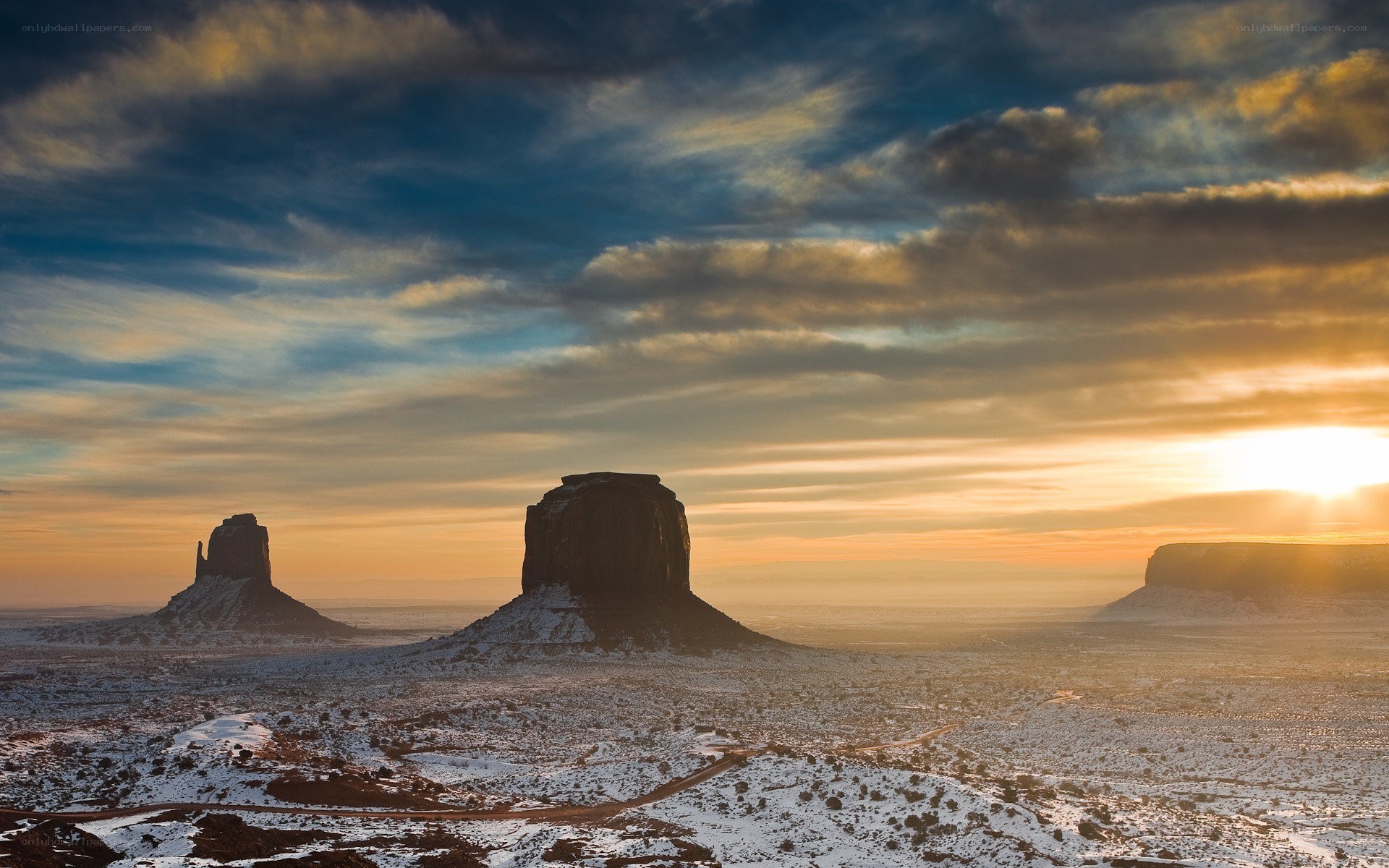 Desert buttes at sunset
