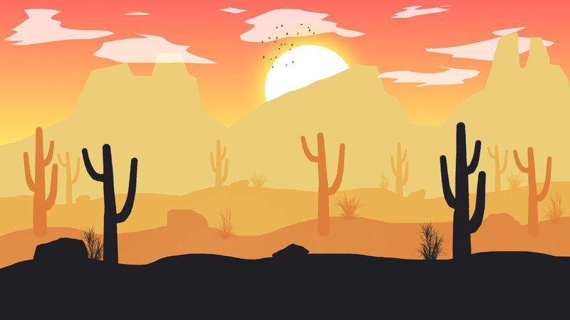 Desert Cactus Landscape — Orange