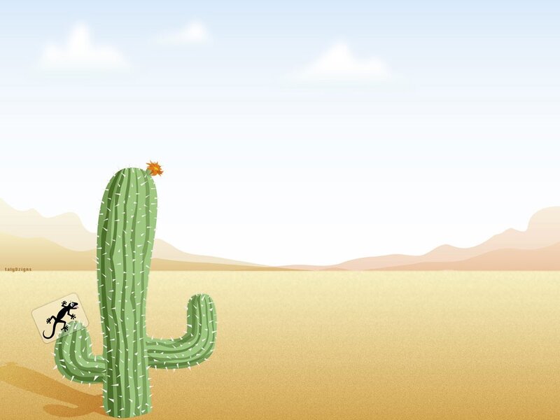 Desert cactus with gecko