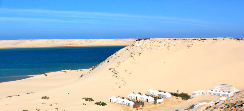 Desert camp by the sea