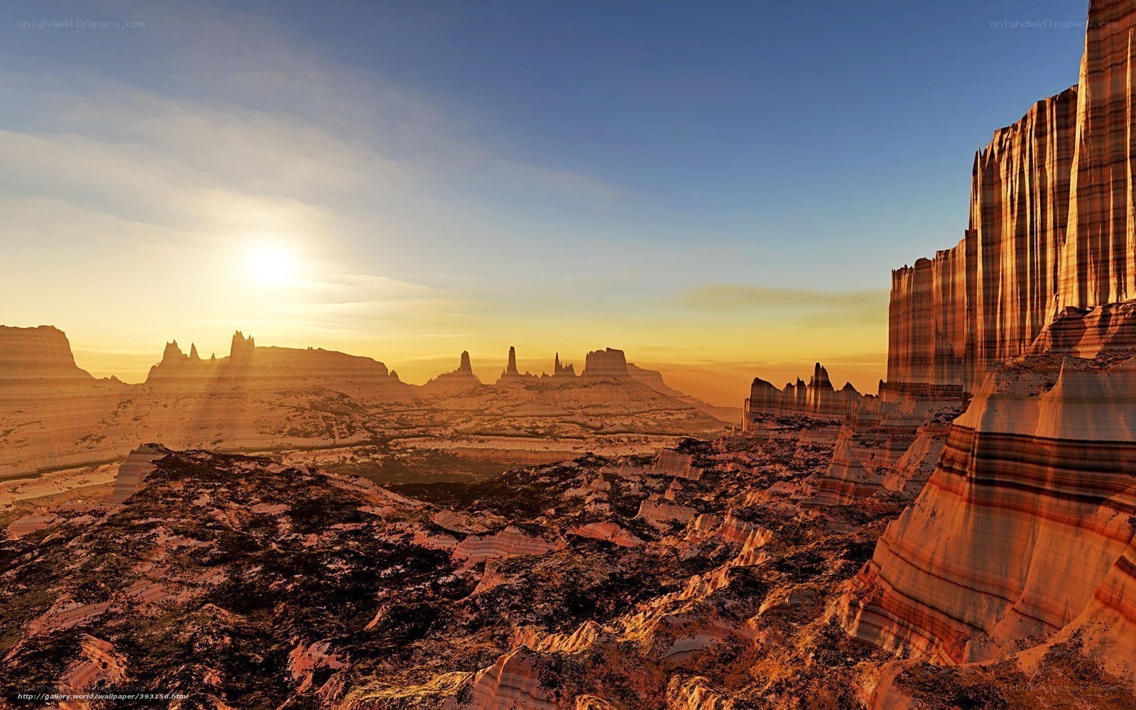 Desert canyon at sunrise