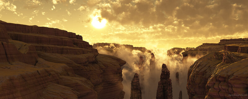 Desert canyon at sunset