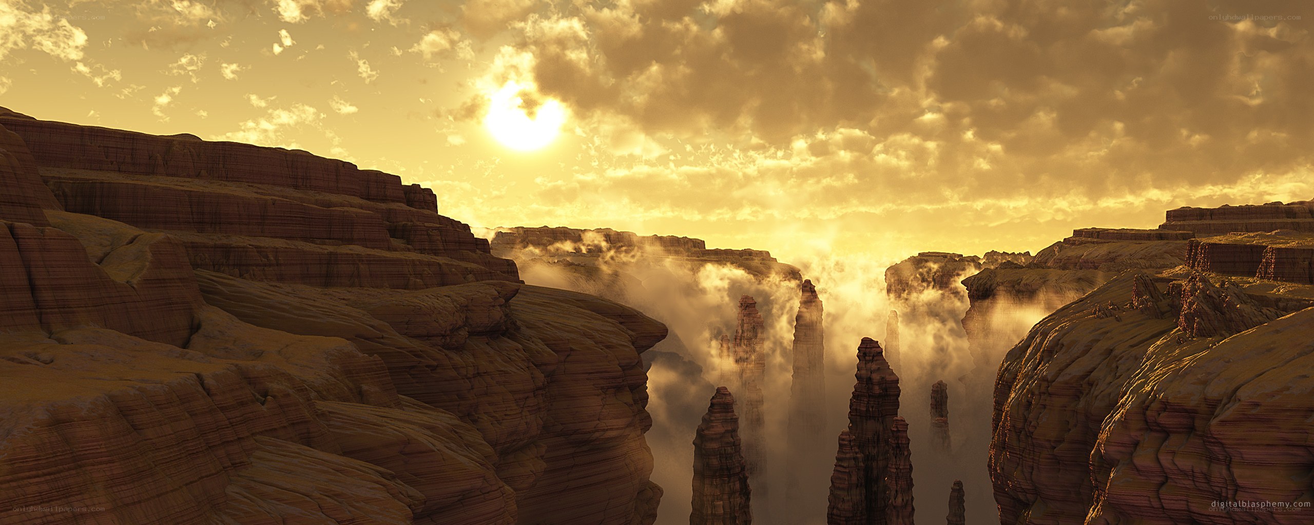 Desert canyon at sunset