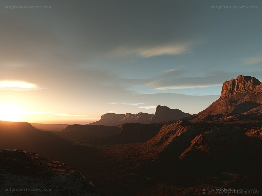 Desert canyon at sunset