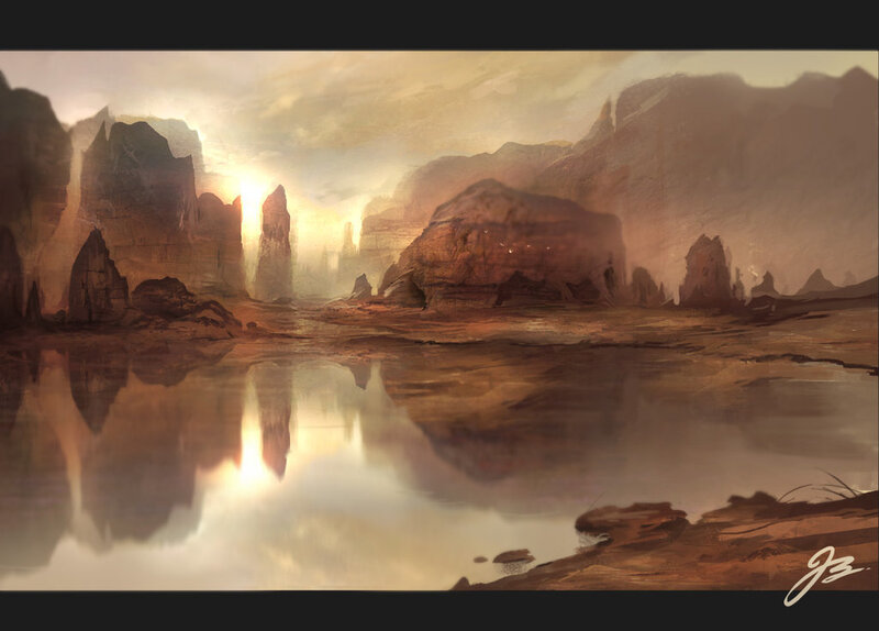 Desert canyon at sunset